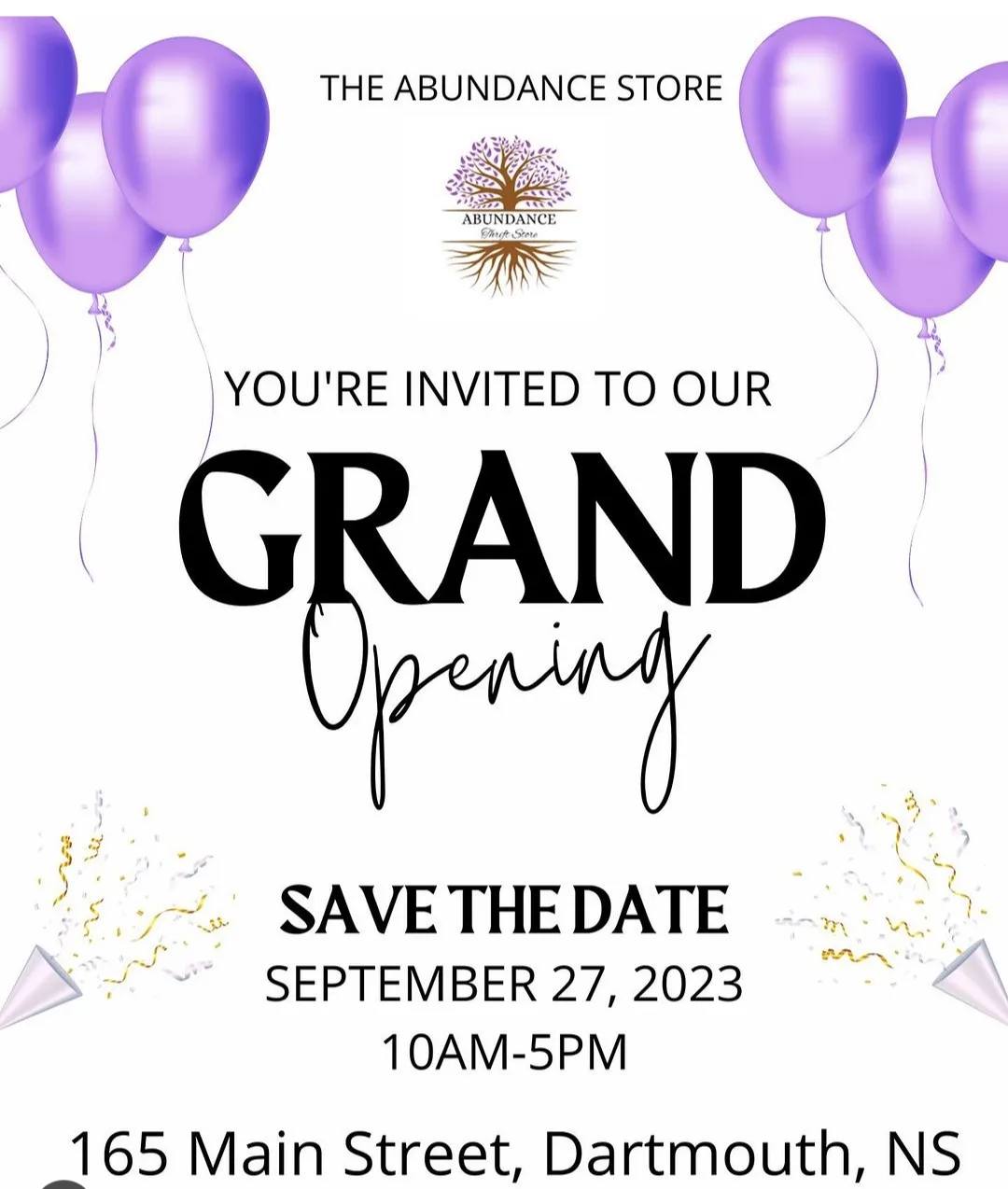 The Abundance Store is having a grand opening celebration of their