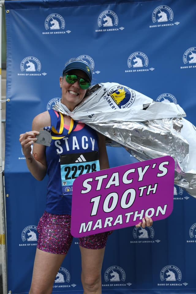 Join me in congratulating Dartmouth’s Sole Sister, Stacy Chesnutt on completing her 100th marathon!