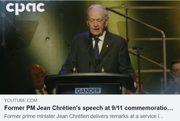 ICYMI: Former Prime Minister Chrétien’s speech at the 9/11 commemoration ceremony in Gander
